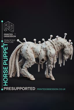 Horse Puppet - Puppet Master Show - PRESUPPORTED - Illustrated and Stats - 32mm scale 3d model