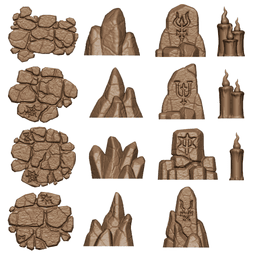 32mm Tabletop Scenery Demonic Temple Basing Bits Pack 3d model