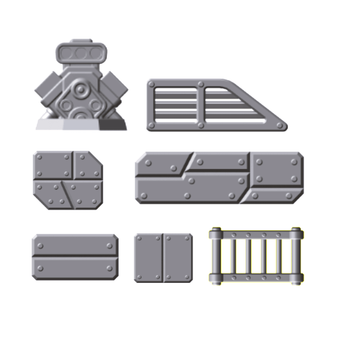 1:64 Scale Battle Car Kitbashing Tabletop Bits 3d model