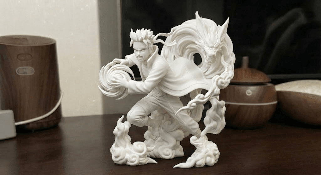 Naruto & Kurama: Detailed Rasengan Statue 3d model