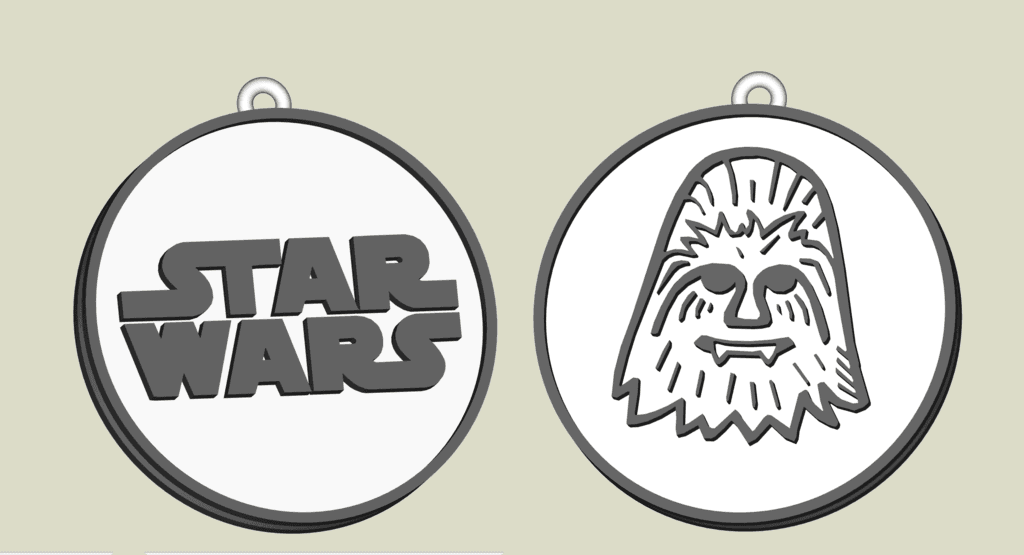 Star Wars Chewbacca Chewie key chain, earring, dogtag, jewlery 3d model
