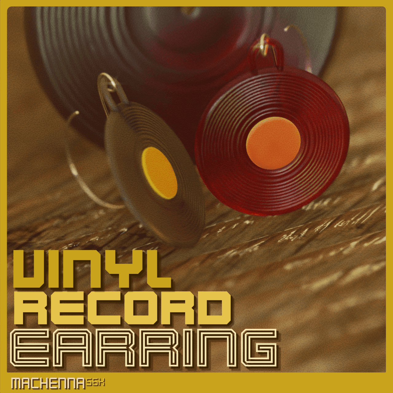 Vinyl Record Earring | 80s Retro 3d model