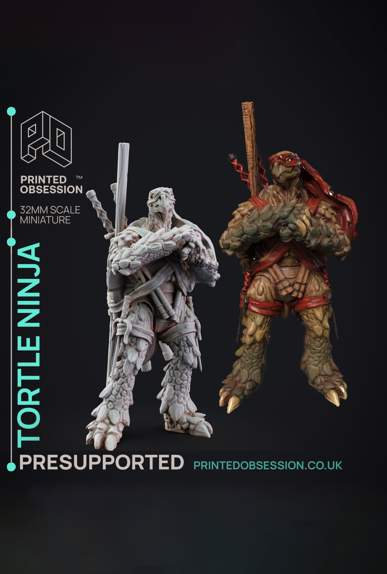 Tortle Ninja_Supported - Ninjas vs Mimics - PRESUPPORTED - Illustrated and Stats - 32mm scale 3d model