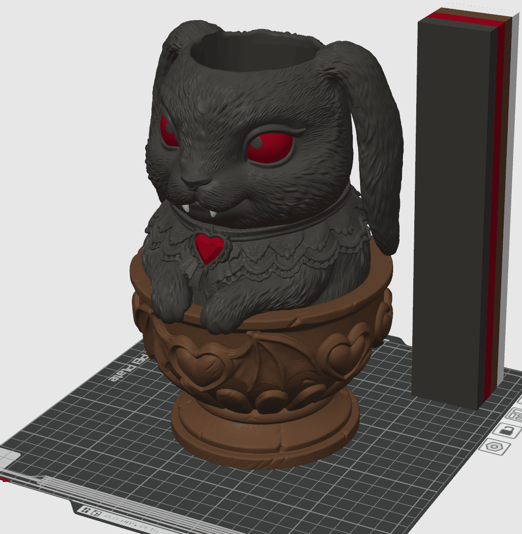 Dark Bunny Teacup 3MF | Gothic Decor Multi-Color | Functional 3d model
