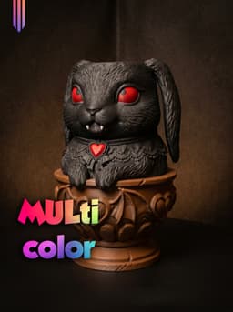 Dark Bunny Teacup 3MF | Gothic Decor Multi-Color | Functional 3d model