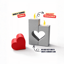 HEART SEPERATED TEA LIGHT / VALENTINES TEA LIGHT / MODERN HOMEDECOR 3d model