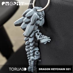 Articulated Dragon Keychain 021 - No Supports - Print in place 3d model