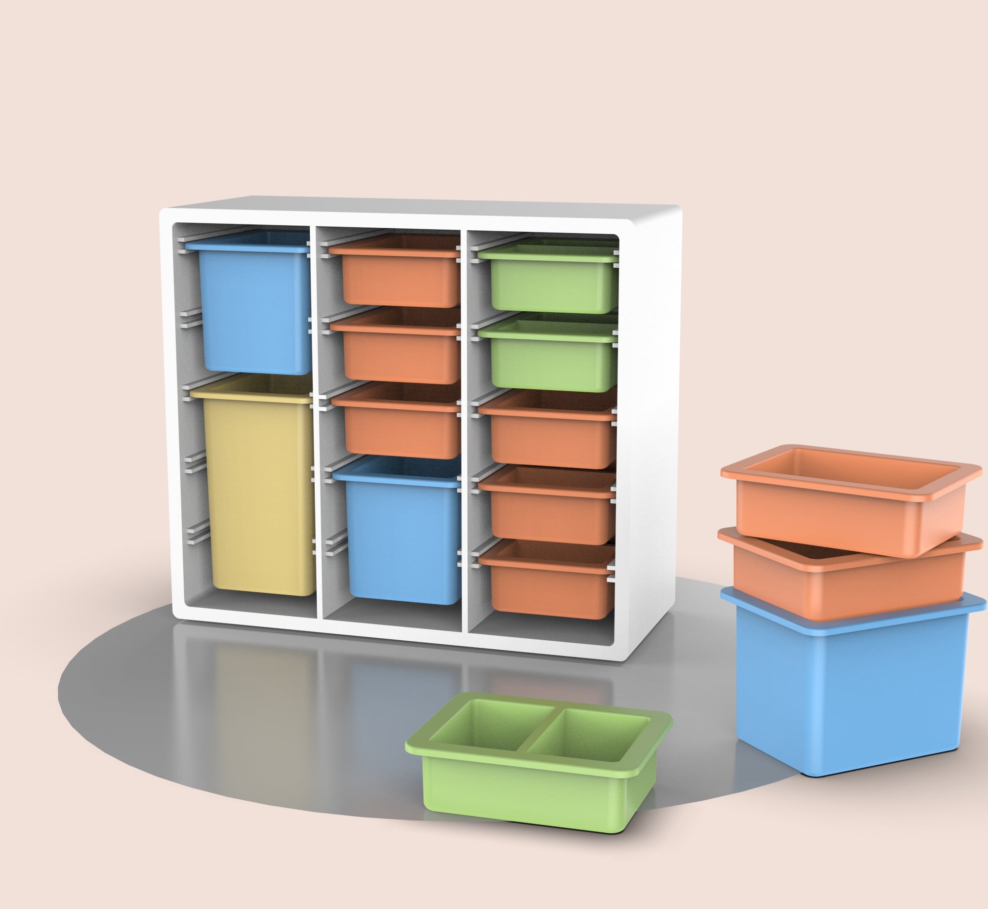 3D Desktop Organizer, IKEA Style Modular Storage, Drawer Organizer Box, Office - Workshop - Hobby 3d model