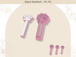 Paw Print Bookmark Cutter for Polymer Clay | Digital STL File | Clay Tools | 3 Sizes Clay Cutters | 3d model