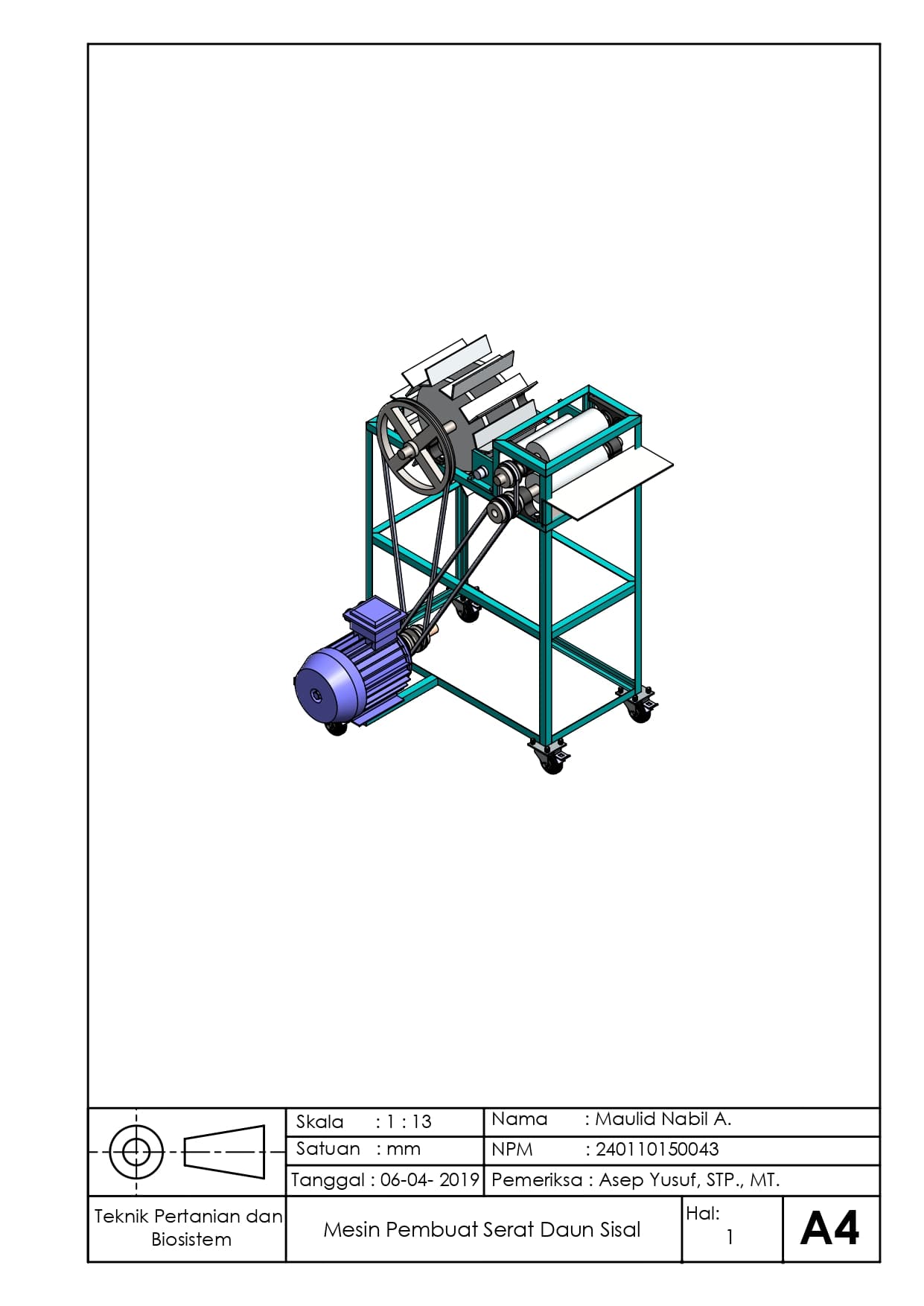 Mesin Pembuat Serat Daun Sisal 3d model