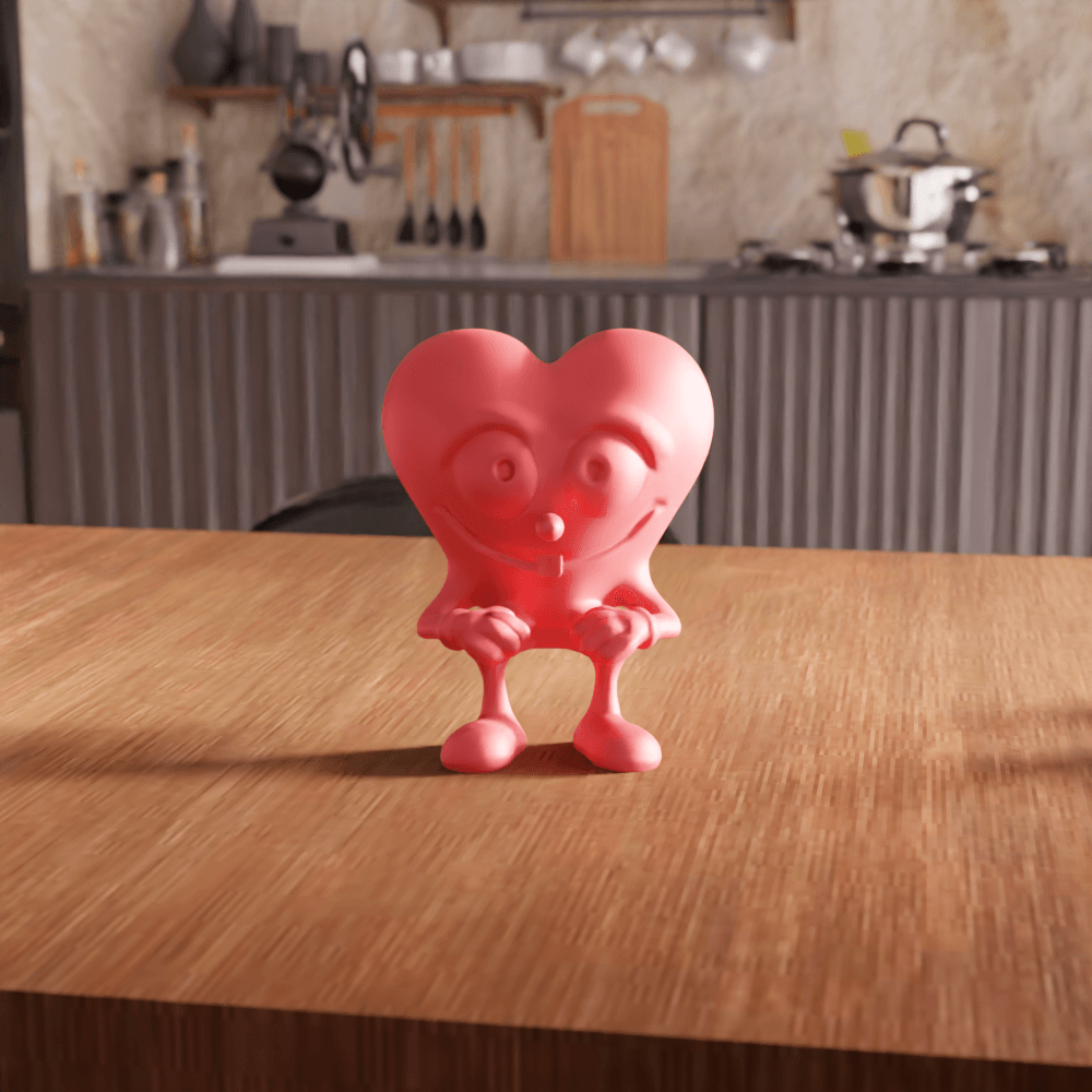 Cartoon Heart Character Figurine 3d model