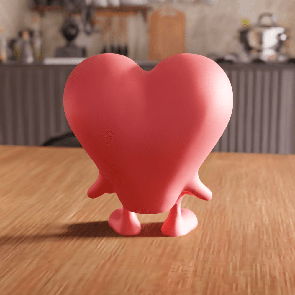 Cartoon Heart Character Figurine 3d model