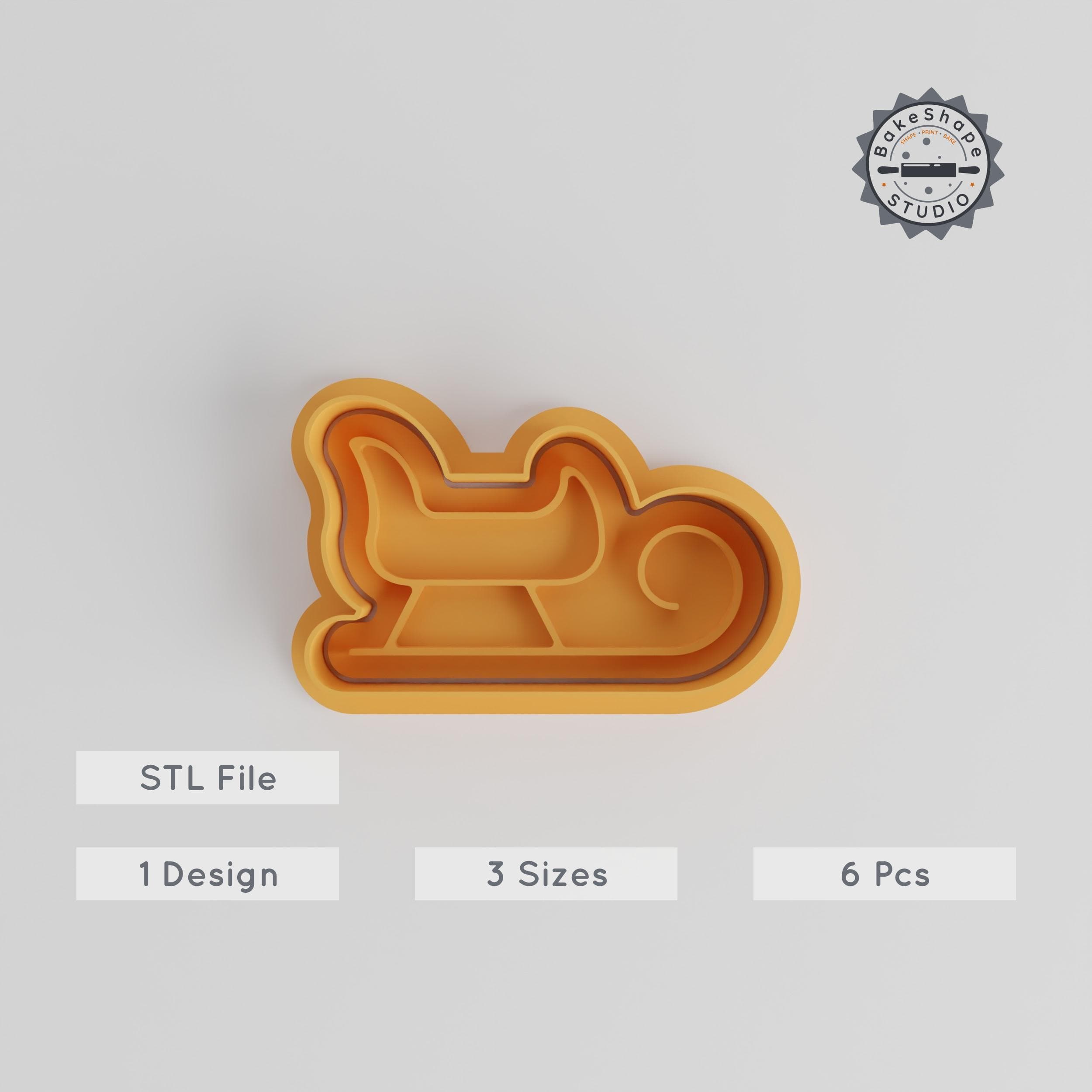Christmas Sled Shape Cutter & Stamp Set, Perfect for Cookies & Fondant, Includes 6 Pieces in S/M/L Sizes PRODUCT_4945 3d model