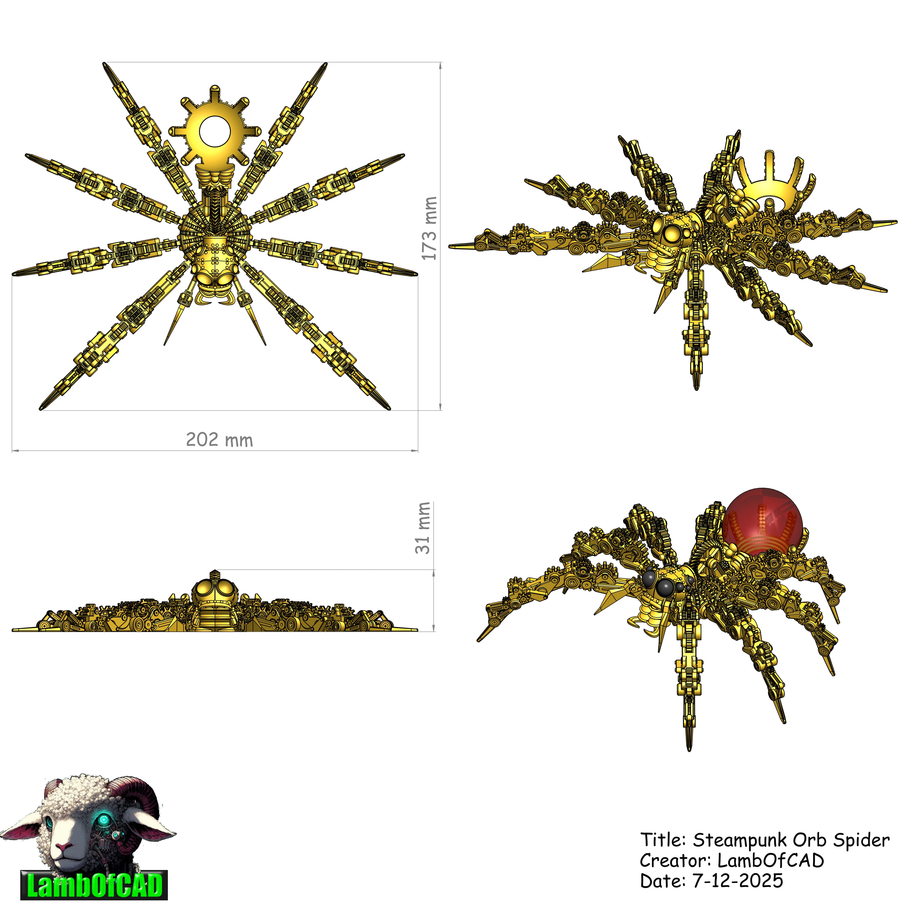 Steampunk Orb Spider 3d model