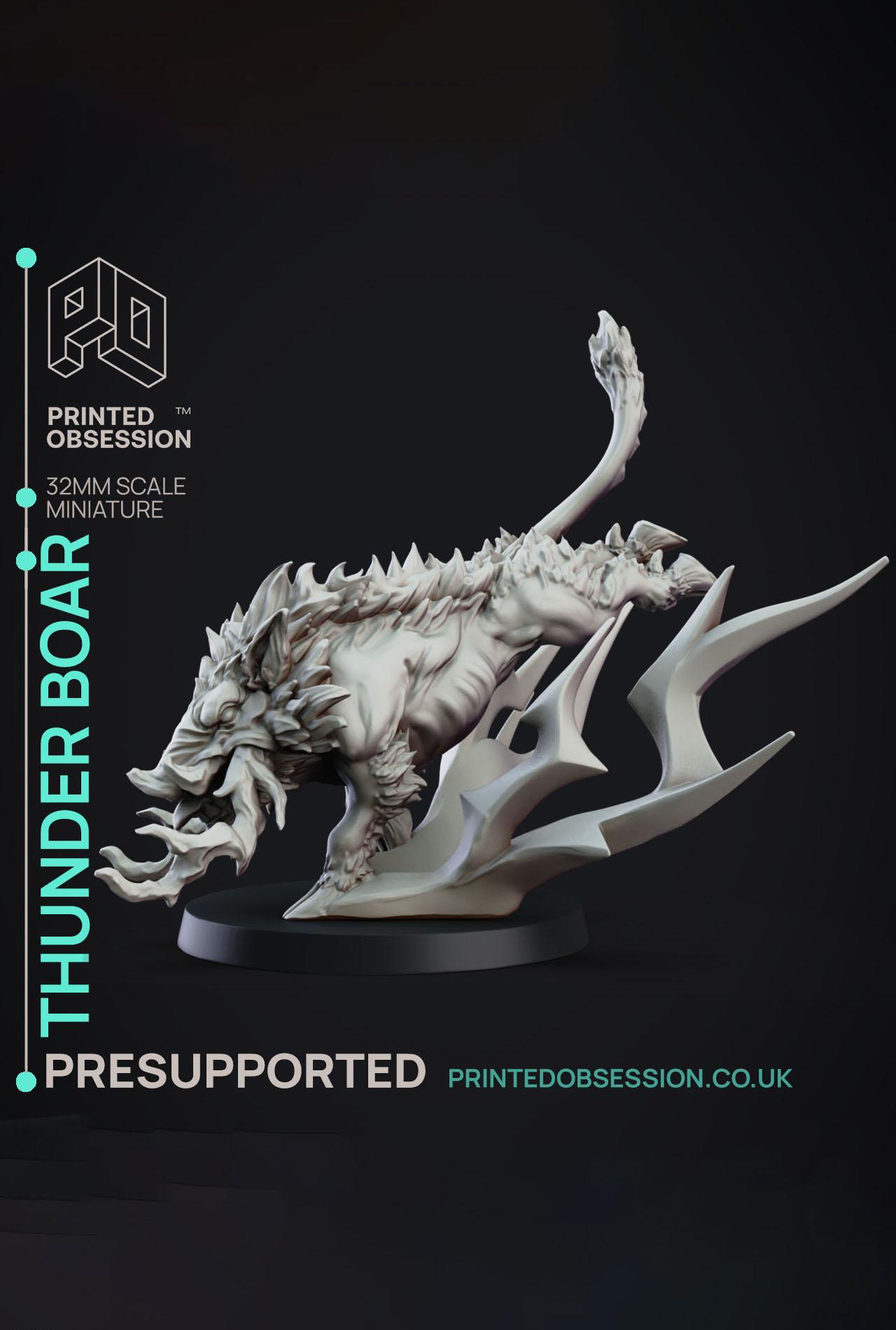 Thunder Boar - Elemetal Familars - PRESUPPORTED - Illustrated and Stats - 32mm scale			 3d model