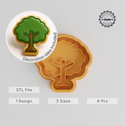 Tree Shape Cutter & Stamp, Cookie & Fondant Tool, Set of 6, Evergreen Gardening Designs, Sizes S/M/L PRODUCT_419 3d model