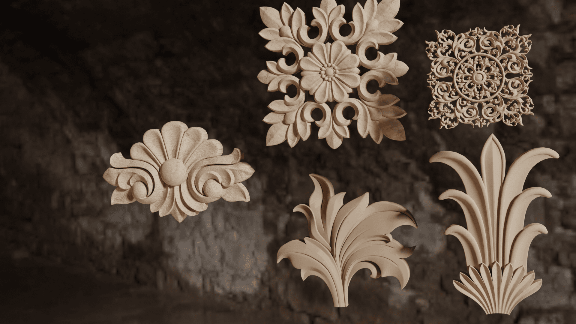 Floral architecture 26 details for 3D print or asset 3d model