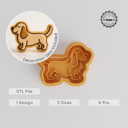 Basset Hound Shape Cutter & Stamp Set, Dog Cookie & Fondant Design, 3 Sizes S/M/L, Cute Pet Breed PRODUCT_287 3d model