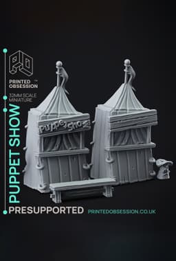 Scenery - Show tent - Puppet masters apprentice - PRESUPPORTED - Illustrated and Stats - 32mm scale 3d model