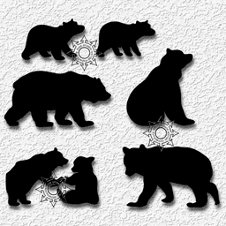 bear collection wall art wildlife charms decor 3d model