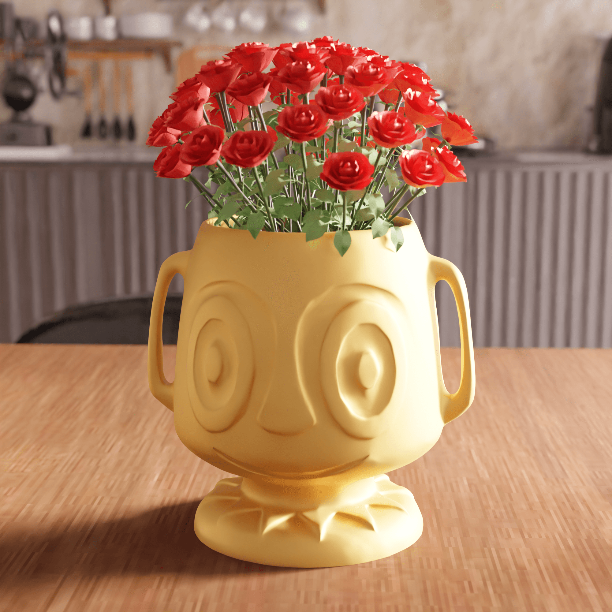 Quirky Cartoon Smiley Face Planter Vase 3d model