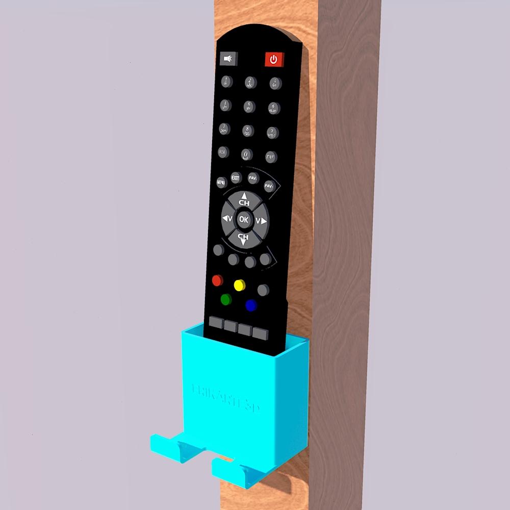 Universal Remote Holder With Phone or Cable Hanger 3d model