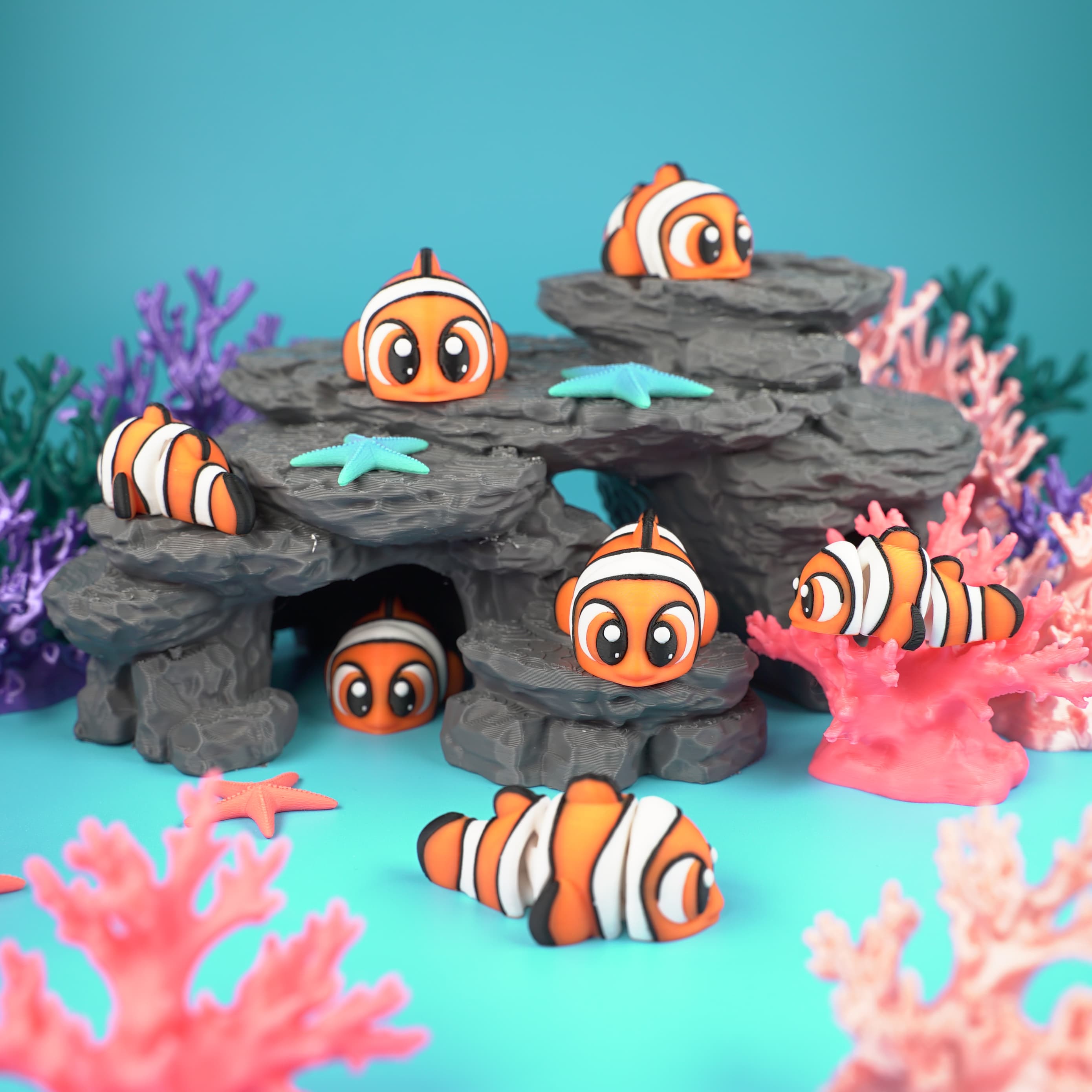 Clownfish - Flexi Articulated and Print in Place Keychain 3d model