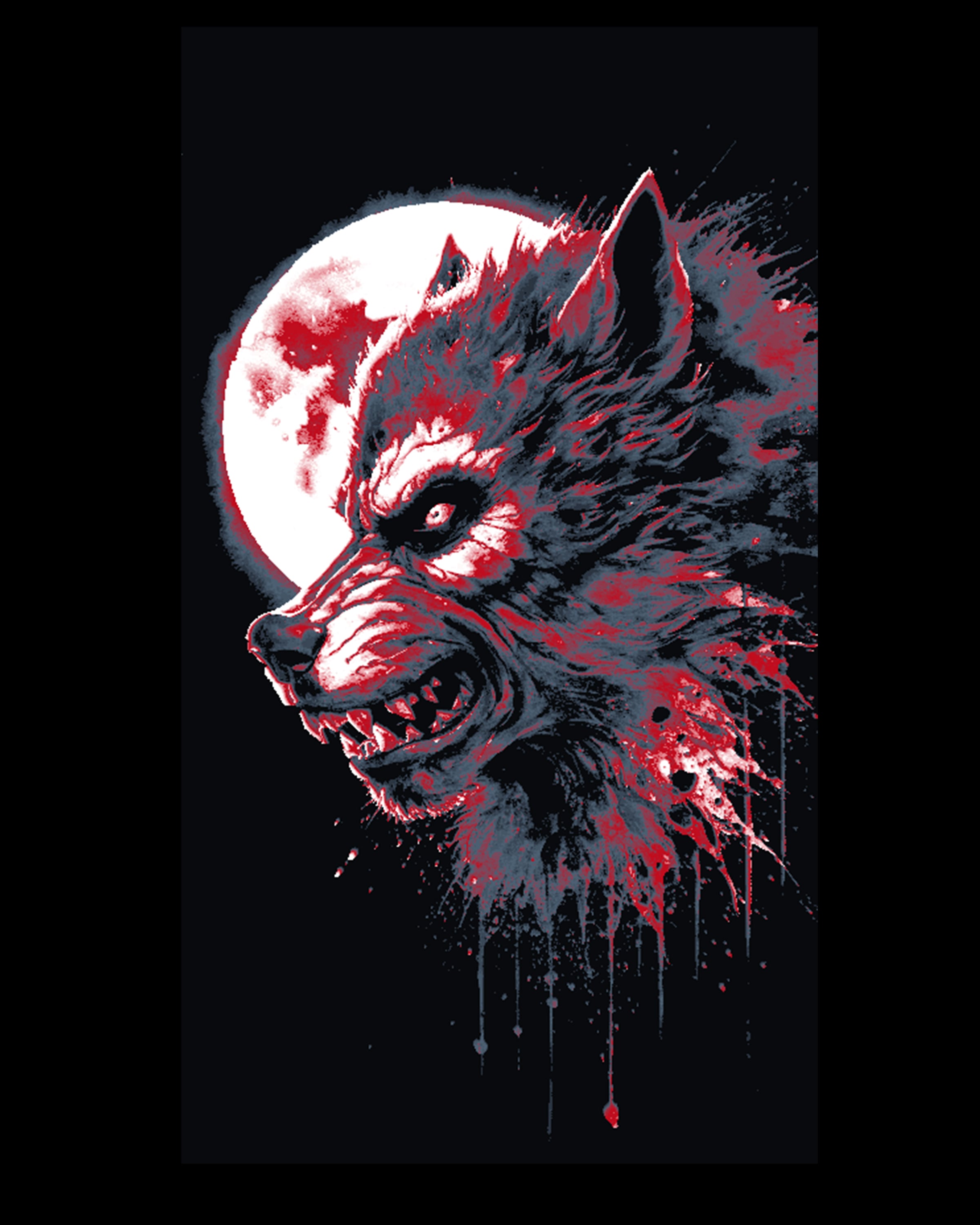 The werewolf of the Blood Moon - Wall Art - Hueforge 3d model