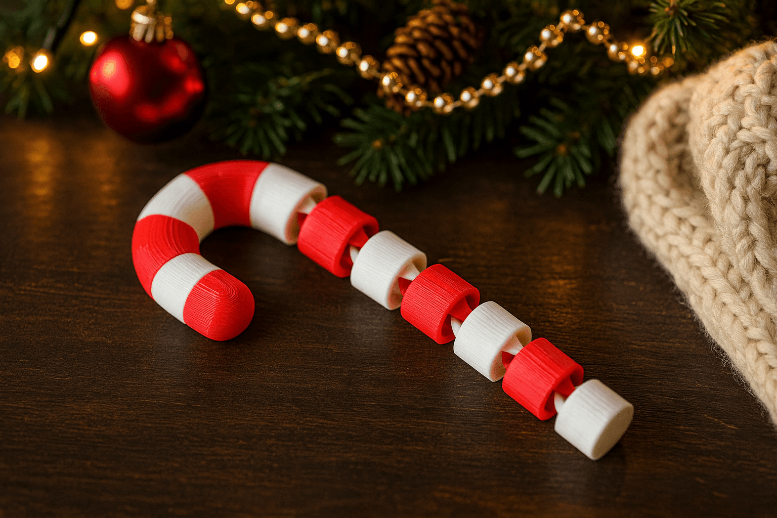 Flexi Christmas - Articulated Candy Cane Toy 3d model