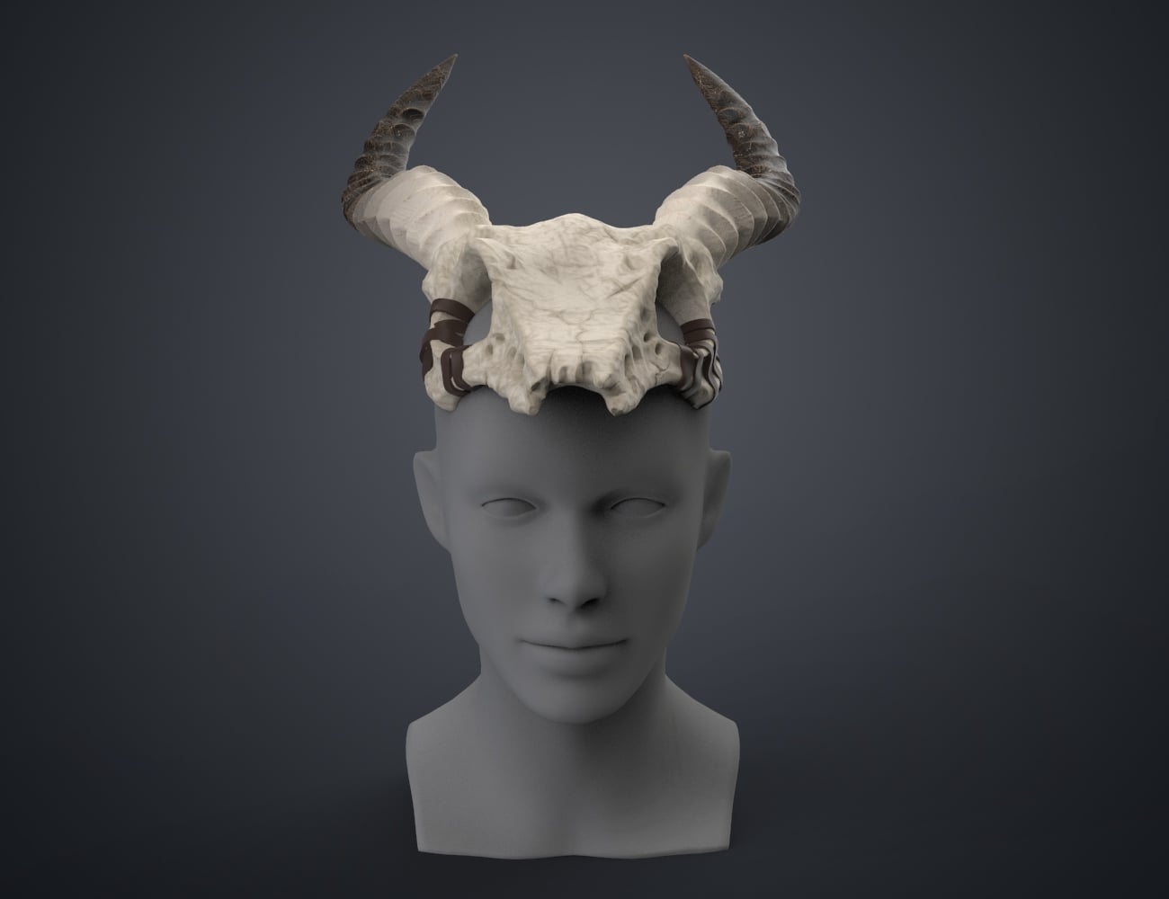 Shaman Skull with Horns 3d model