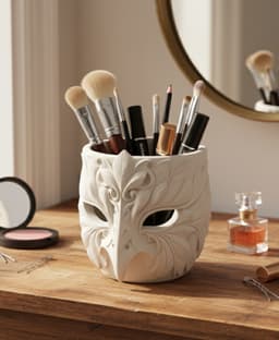 Leaf Face Makeup Brush Holder 3d model