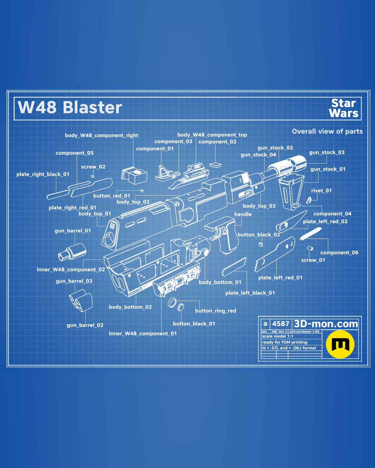 W-48 Blaster - Star Wars 3d model