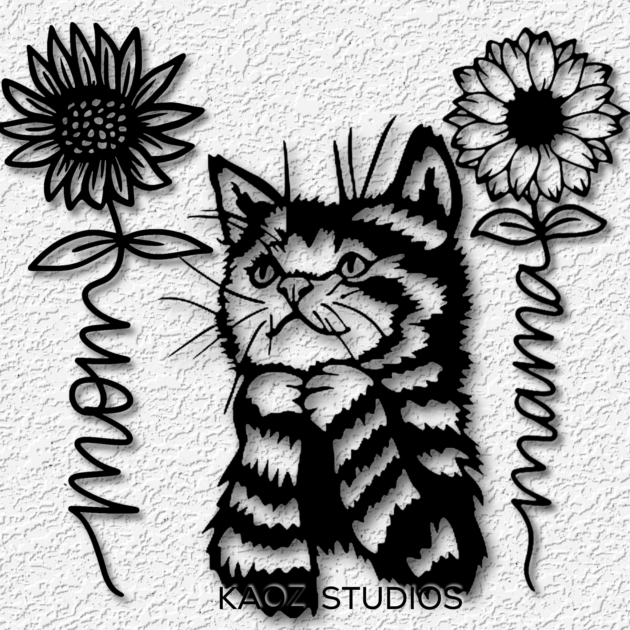 Mothers Day wall decor mom decoration kitten wall art with flowers 3d model