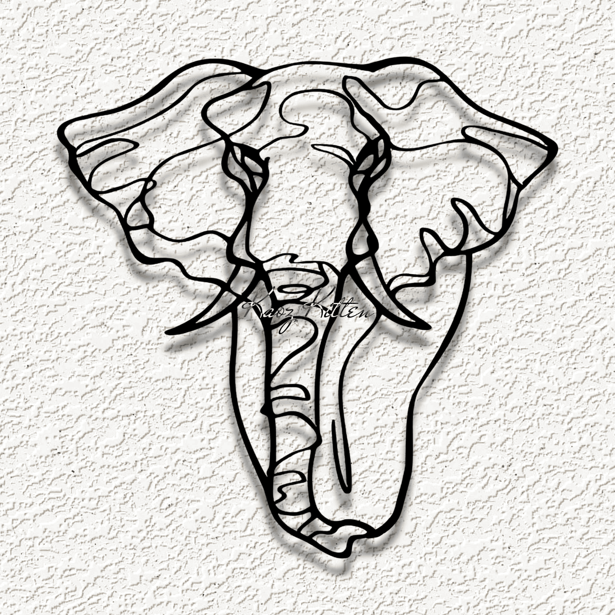 line elephant wall art 3d model