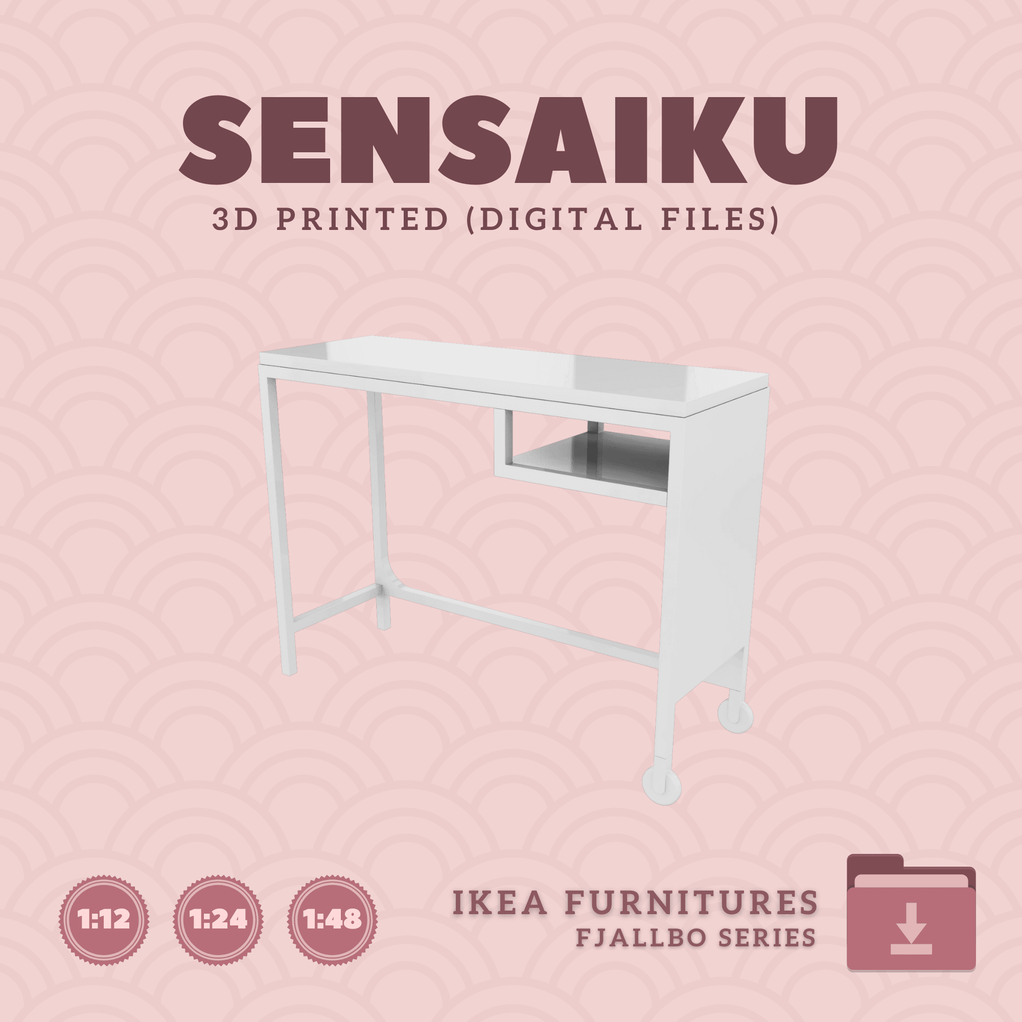 Miniature Replica 05. FJALLBO Laptop Table for Miniature Dollhouse - IKEA - 3D Print Instant Downloa 3d model