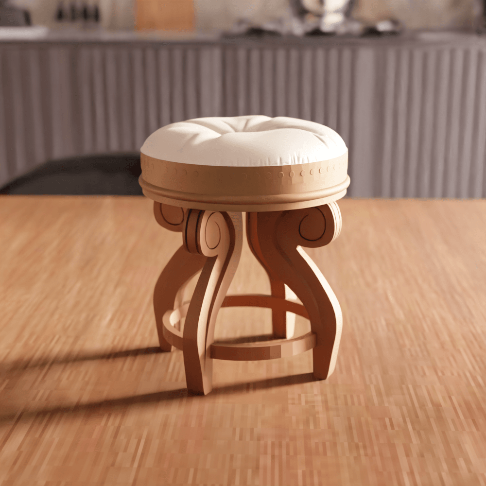 Vintage Baroque Classical Miniature Stool Decorative Prop 3d model