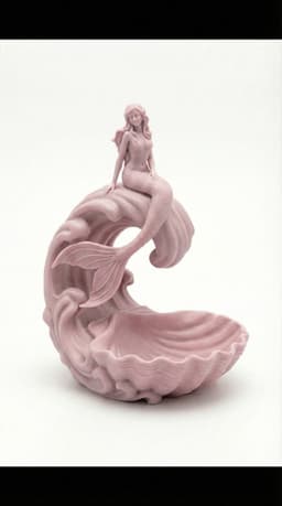 Mermaid on Sea Shell Jewelry Dish - Ocean Aesthetic Trinket Tray & Vanity Decor 3d model