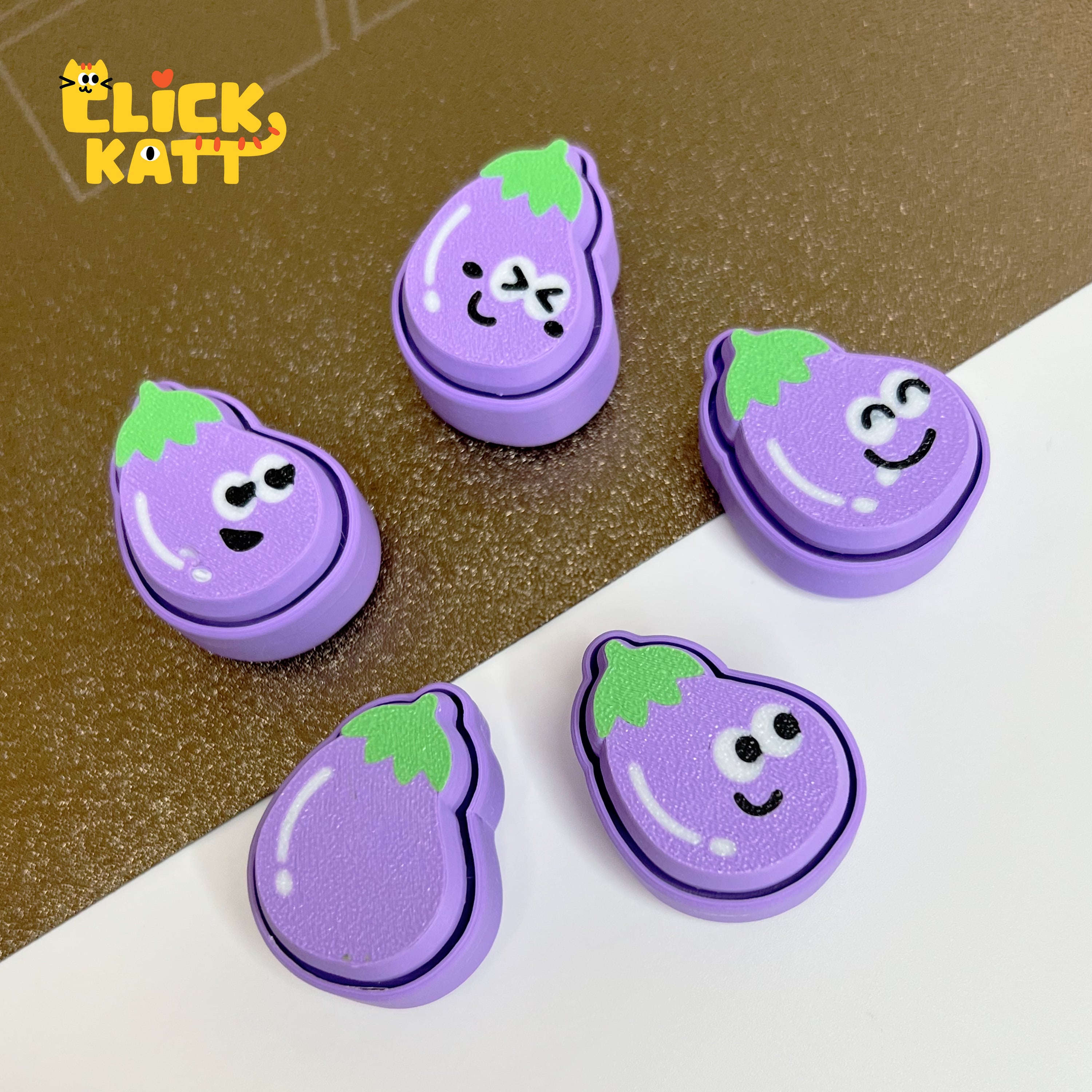 Eggplant - Clicker Fidget Toy Keychain 3d model
