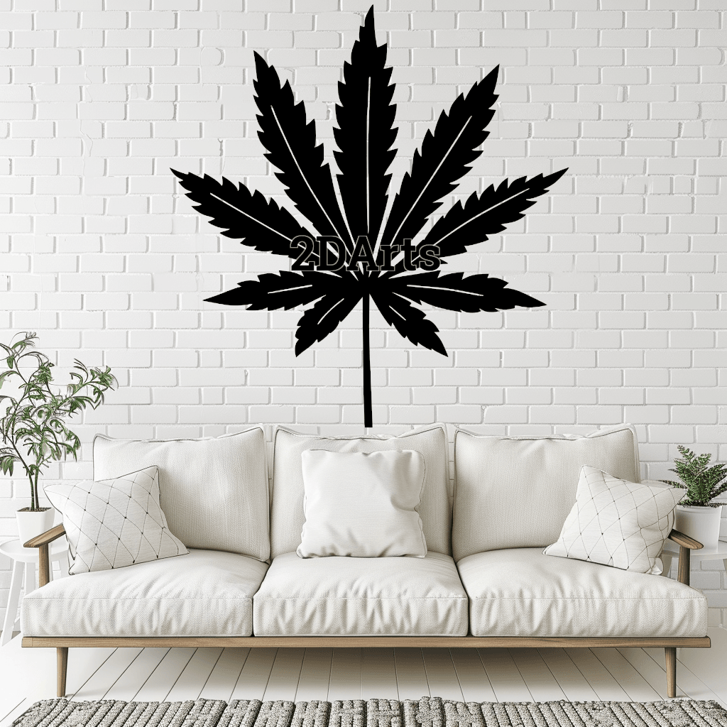 Cannabis Leaf 2D Wall Art/Window Art - Digital STL & SVG Files for 3D Printing and Laser Cutting 3d model