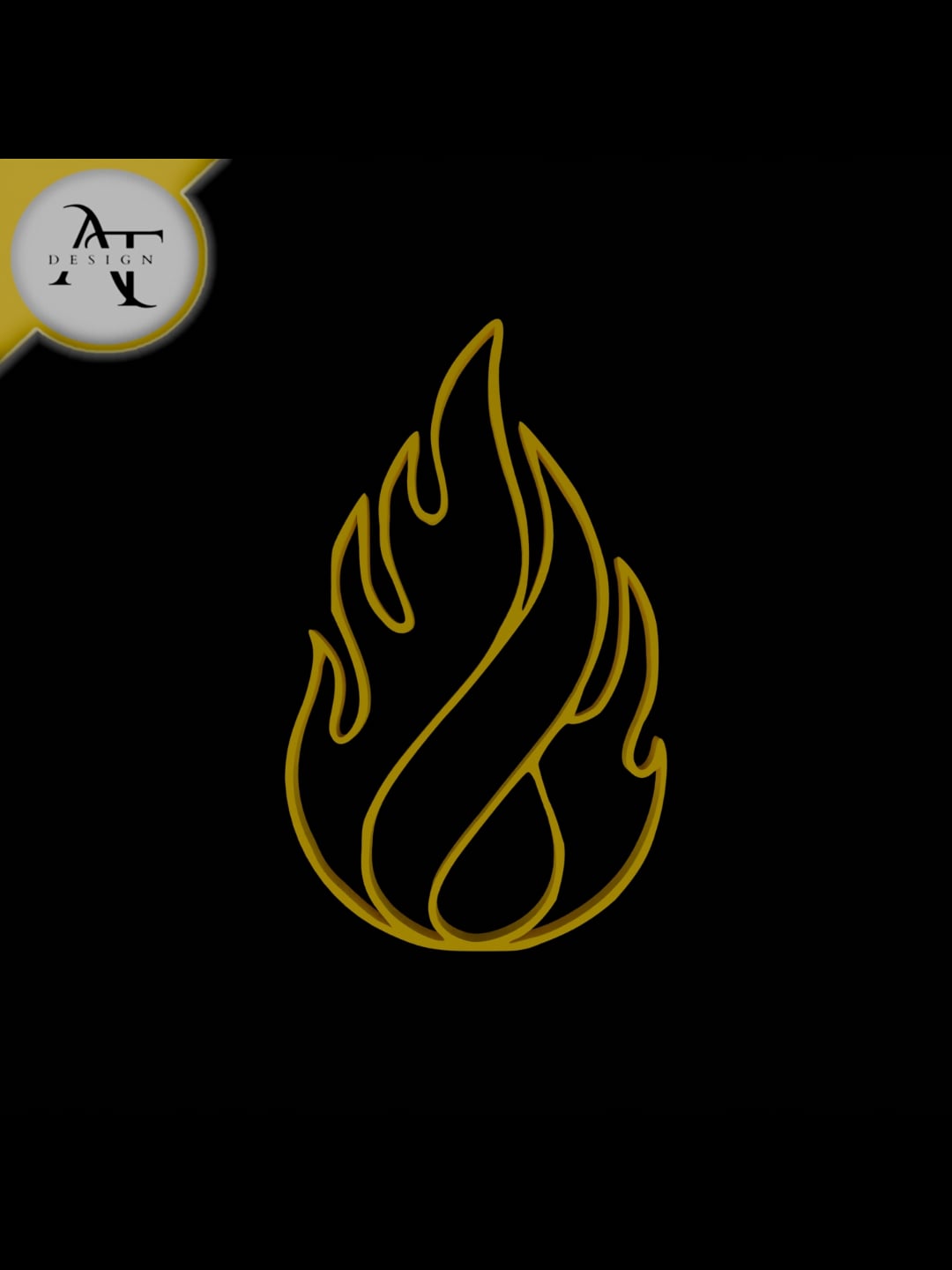 Simple Flame Symbol - 2D Art 3d model