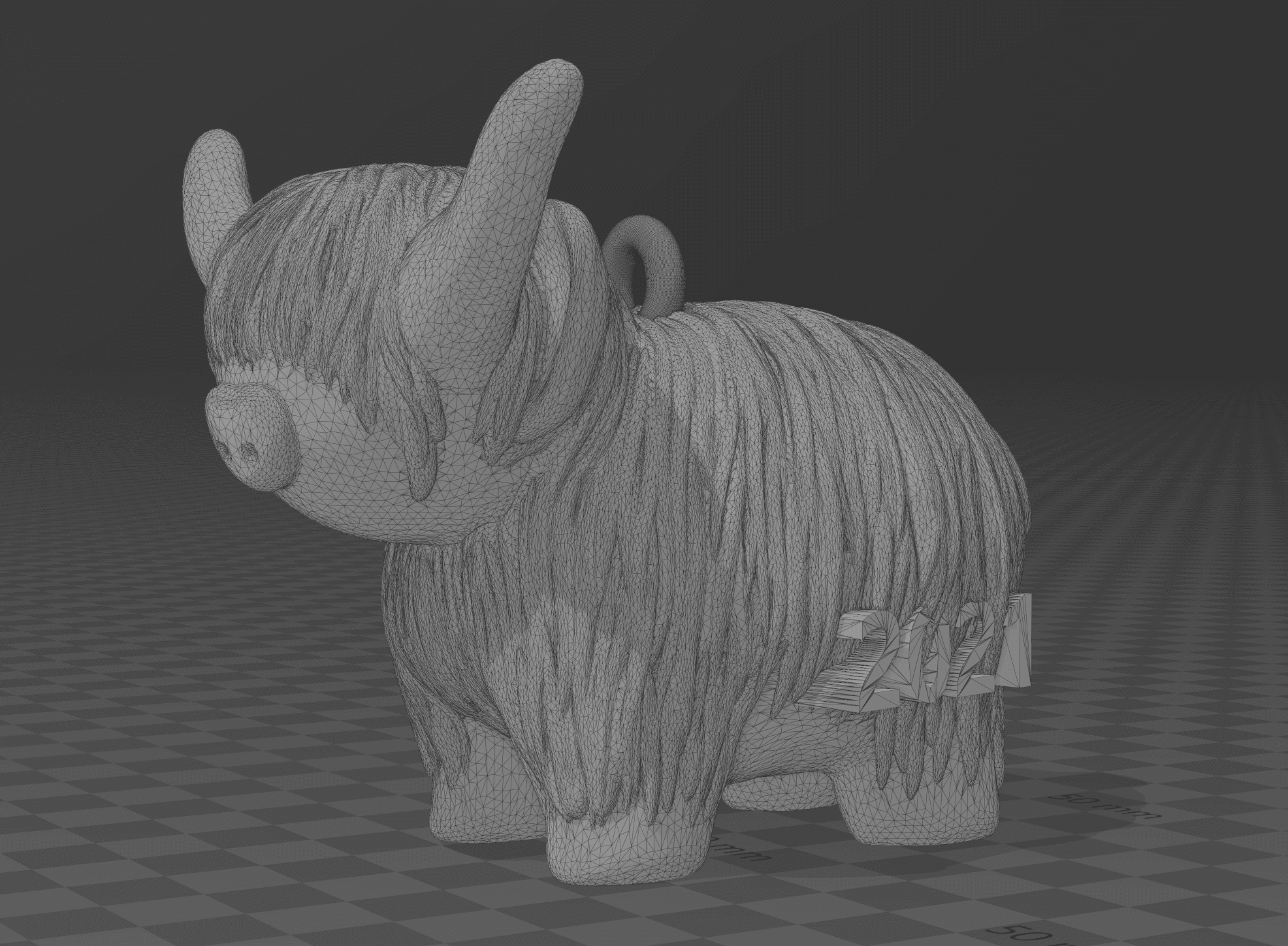 2021 Highland Cow Ornament 3d model