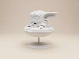 Chibi Baby Yoda (Grogu) in Floating Pod – Funko Pop Style 3d model