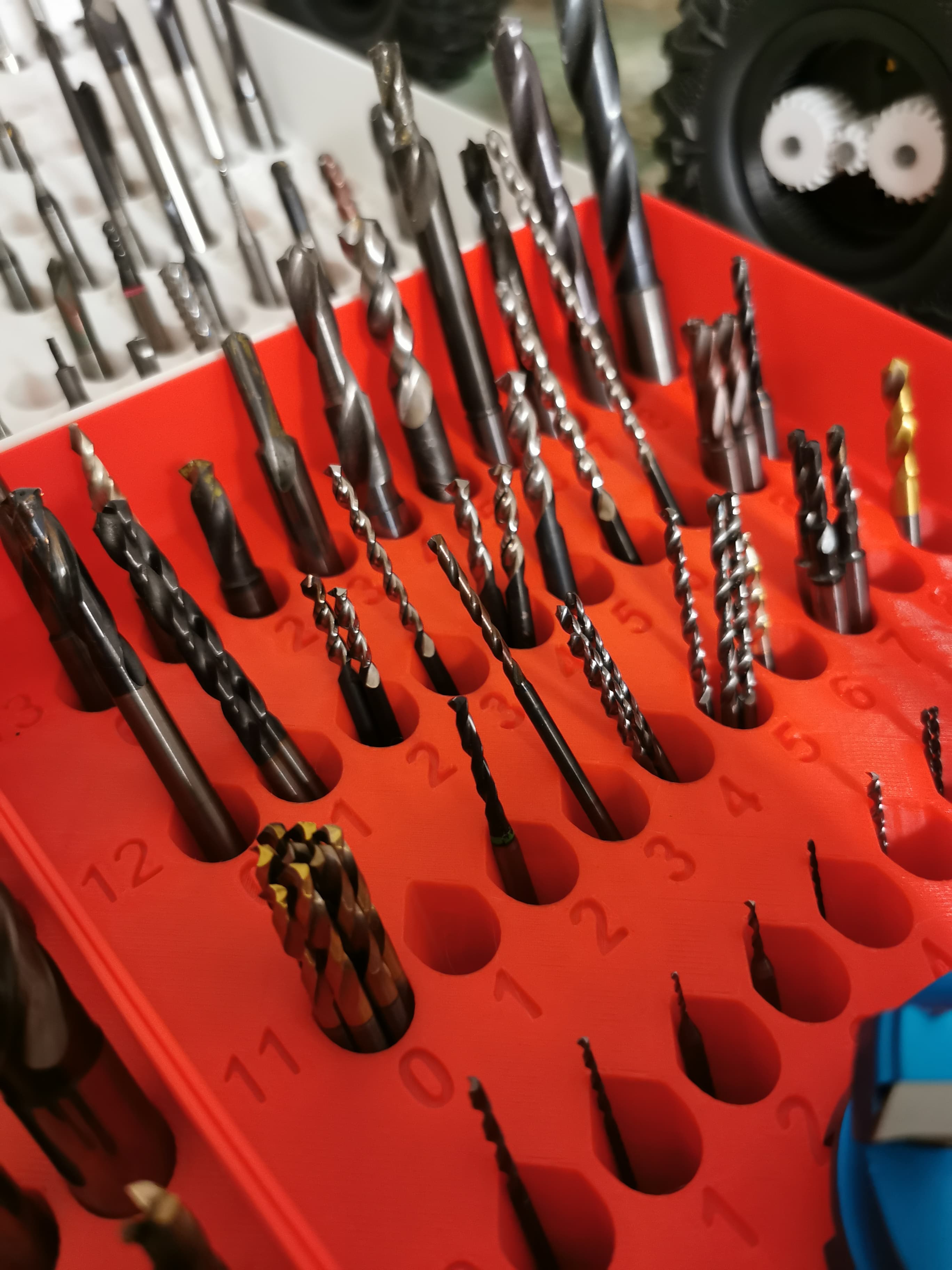 Gridfinity Compact Endmill Storage with Tool numbers 3d model