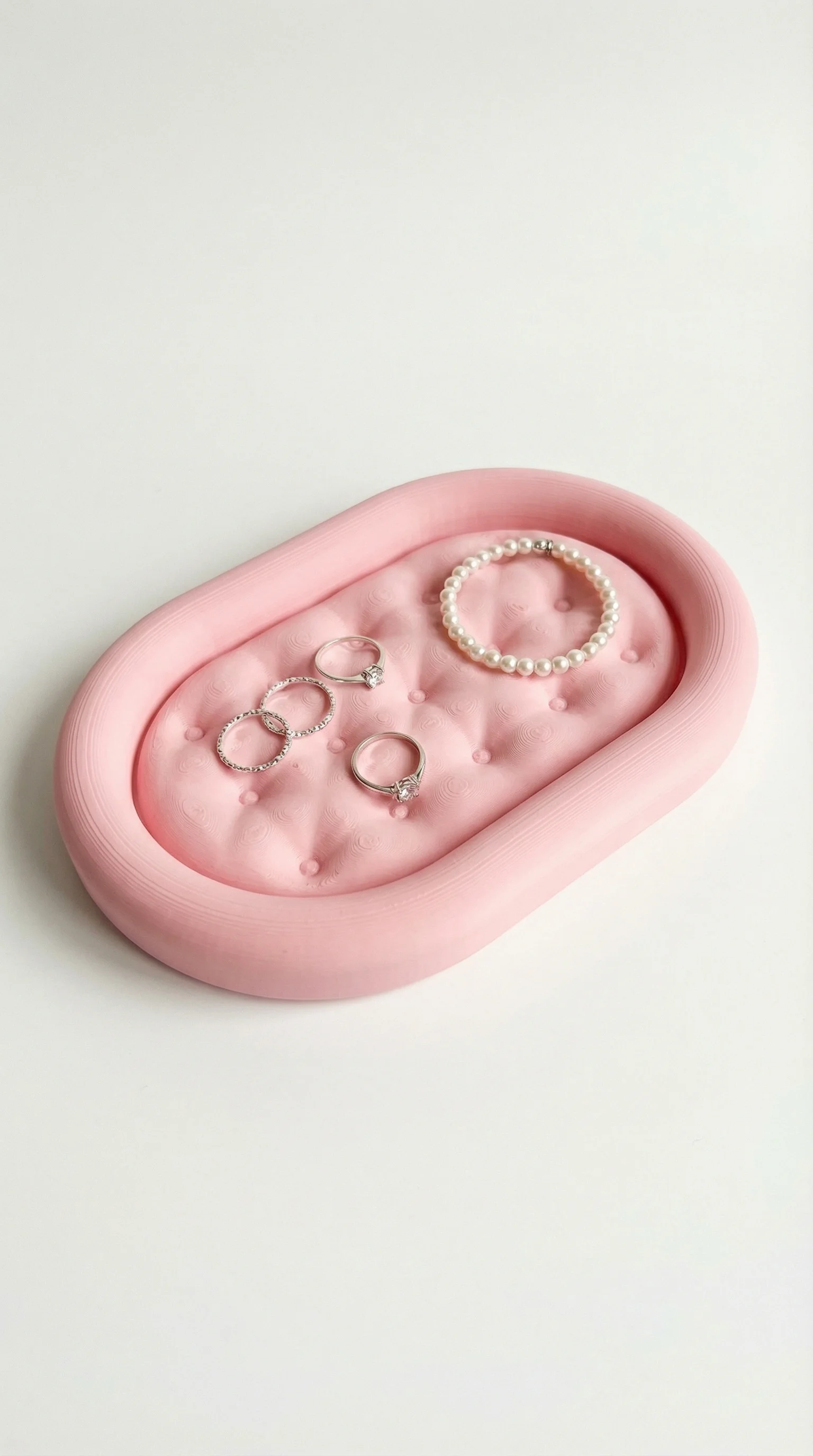 Tufted Padded Jewelry Dish - Aesthetic Quilted Trinket Tray & Ring Organizer 3d model