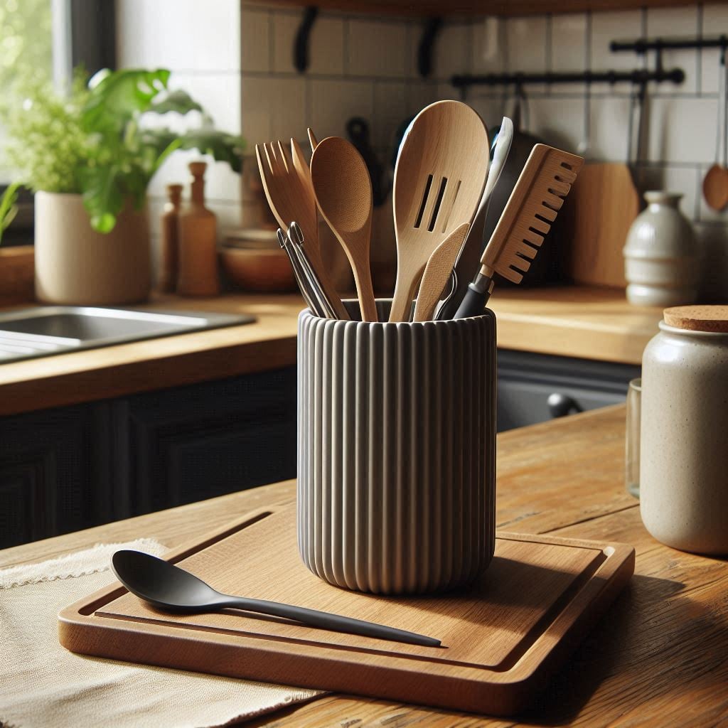 Ribbed Kitchen Utensil Holder, Utensil Basket 3d model
