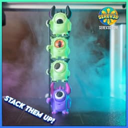 Eye Monsters - Movable Eye Keychain Holder, Display Helper & Stackable Toy STL/3MF 3d model