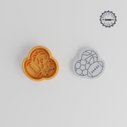 Sports Shape Cutter & Stamp Set, Perfect for Cookies & Fondant, Includes Play Ball & Game Time Designs, 3 Sizes PRODUCT_597 3d model