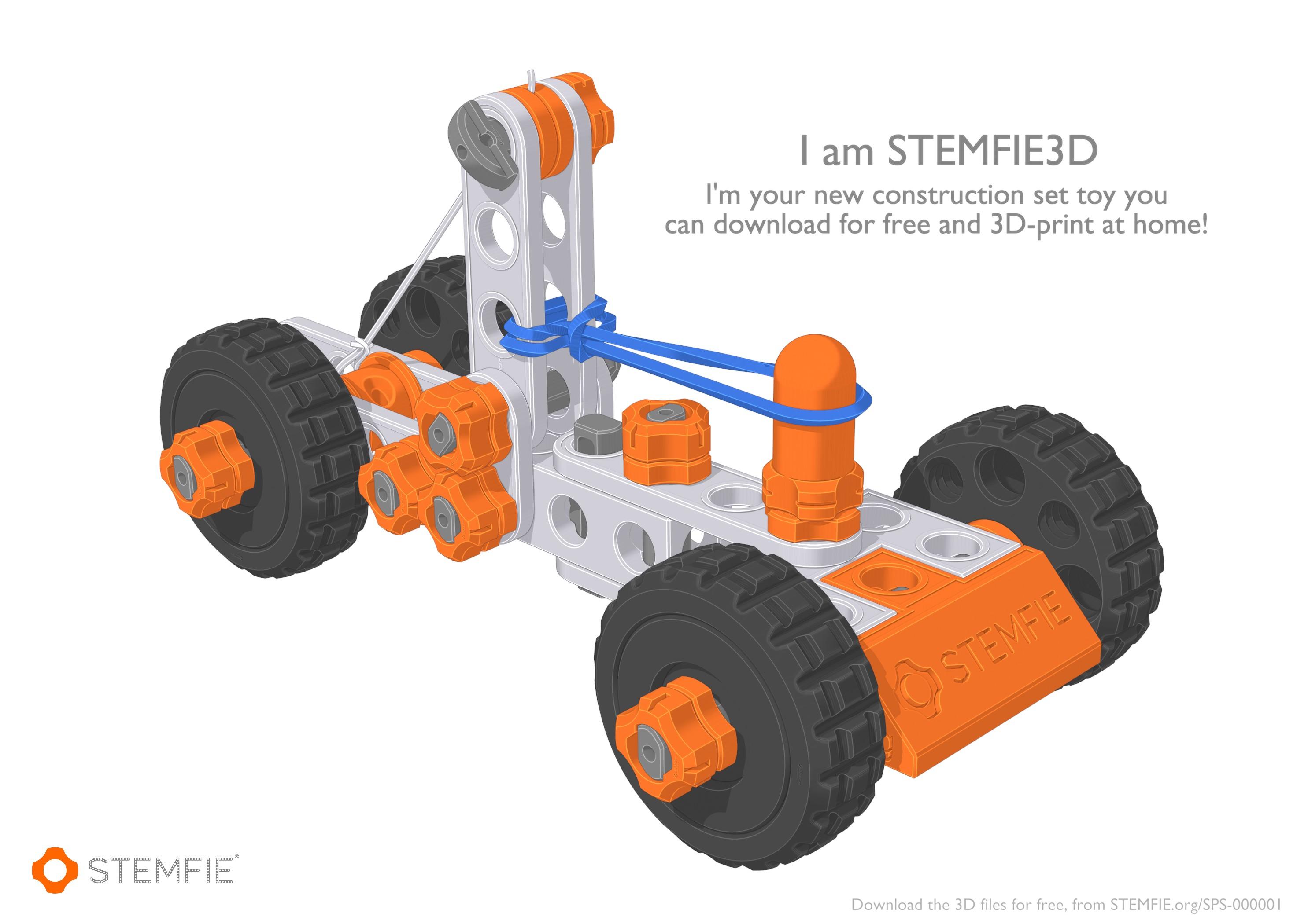 STEMFIE Rubber-band-driven Car (SPS-000001) Assembly 3d model