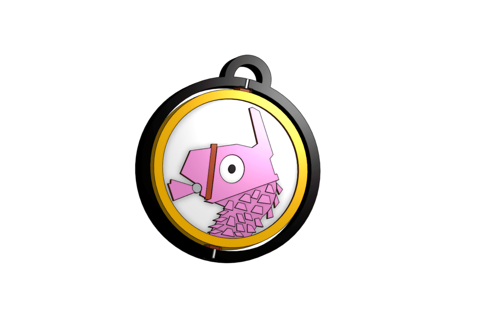 Fornite™ Inspired rotating round keychain - Print in place  3d model