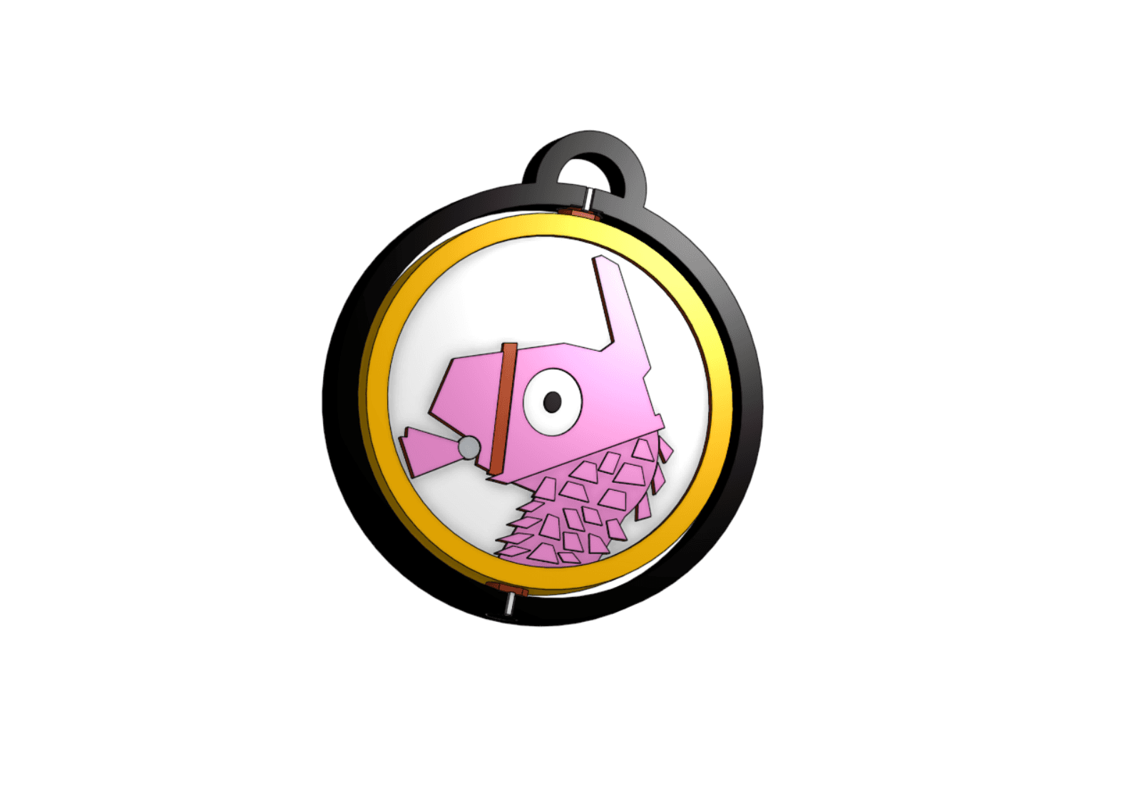 Fornite™ Inspired rotating round keychain - Print in place 3d model
